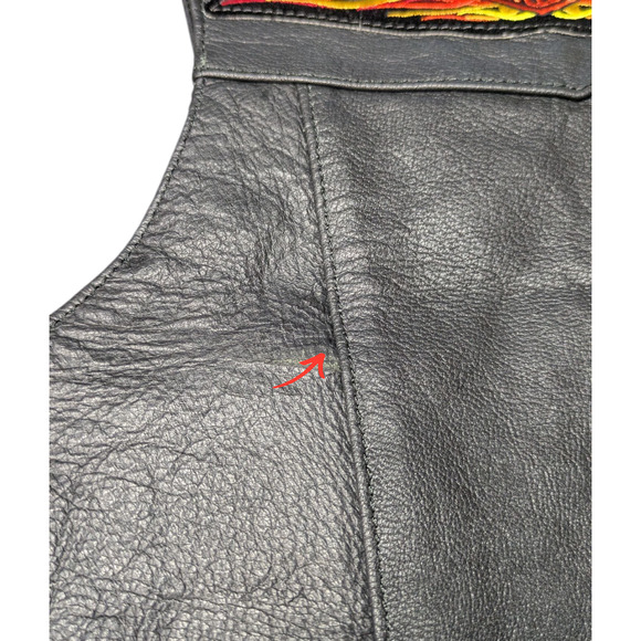 Unik leather vest with Harley Davidson patch Size Med Great Condition - Picture 10 of 11